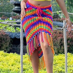 Handmade bohemian crochet skirt for music festival