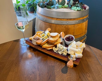 Wine Barrel Cheese/ Charcuterie Board (with 4 cheese knife set)