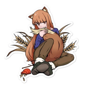 Pode incluir: Uma ilustração de desenho animado de uma menina com cabelo castanho comprido e uma camisa roxa segurando uma raposa marrom. A menina está sentada no chão com caules de trigo atrás dela.