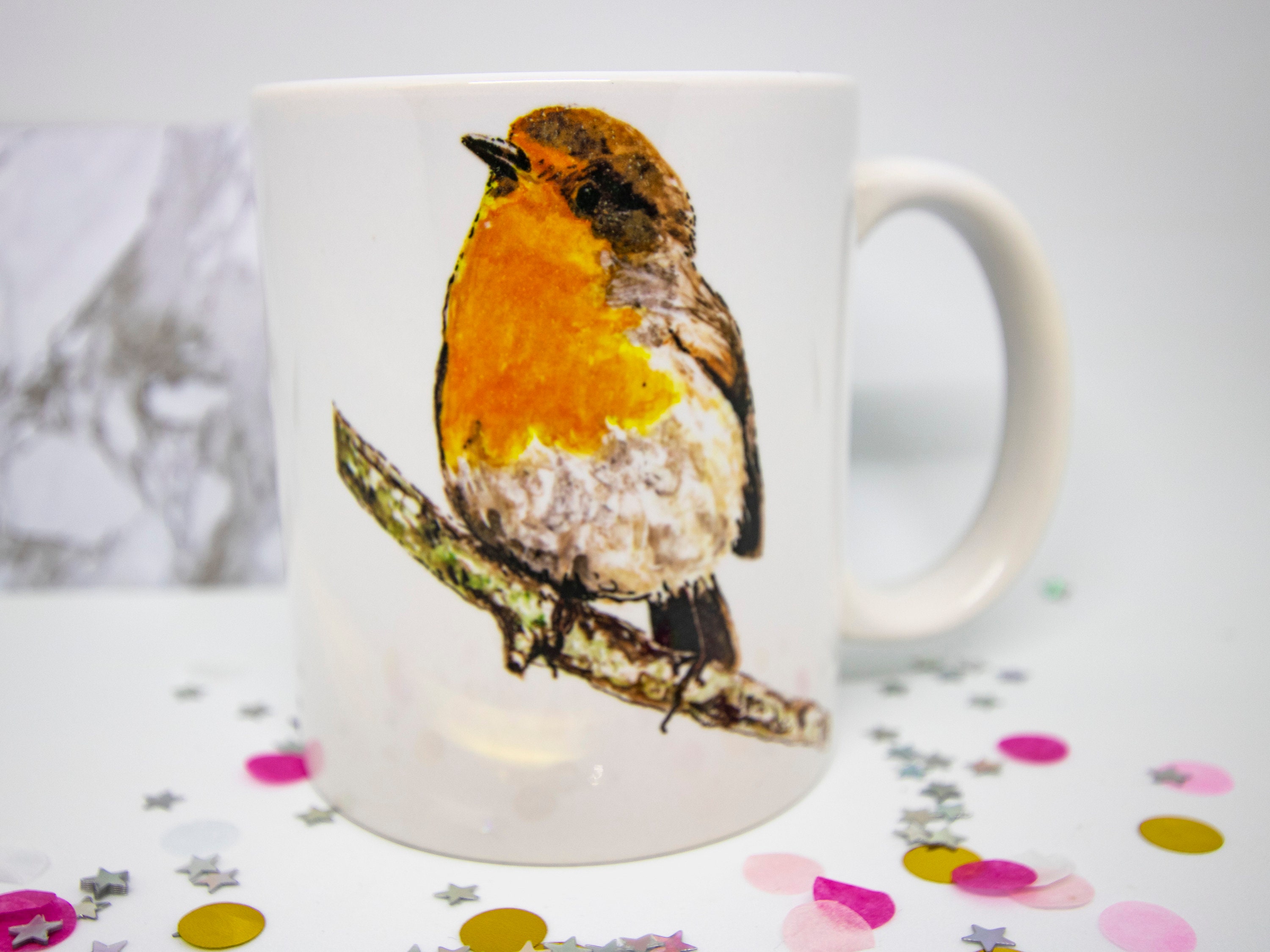 Robin Mug Bird Mugs Illustrated Mugs Handpressed Mugs Etsy