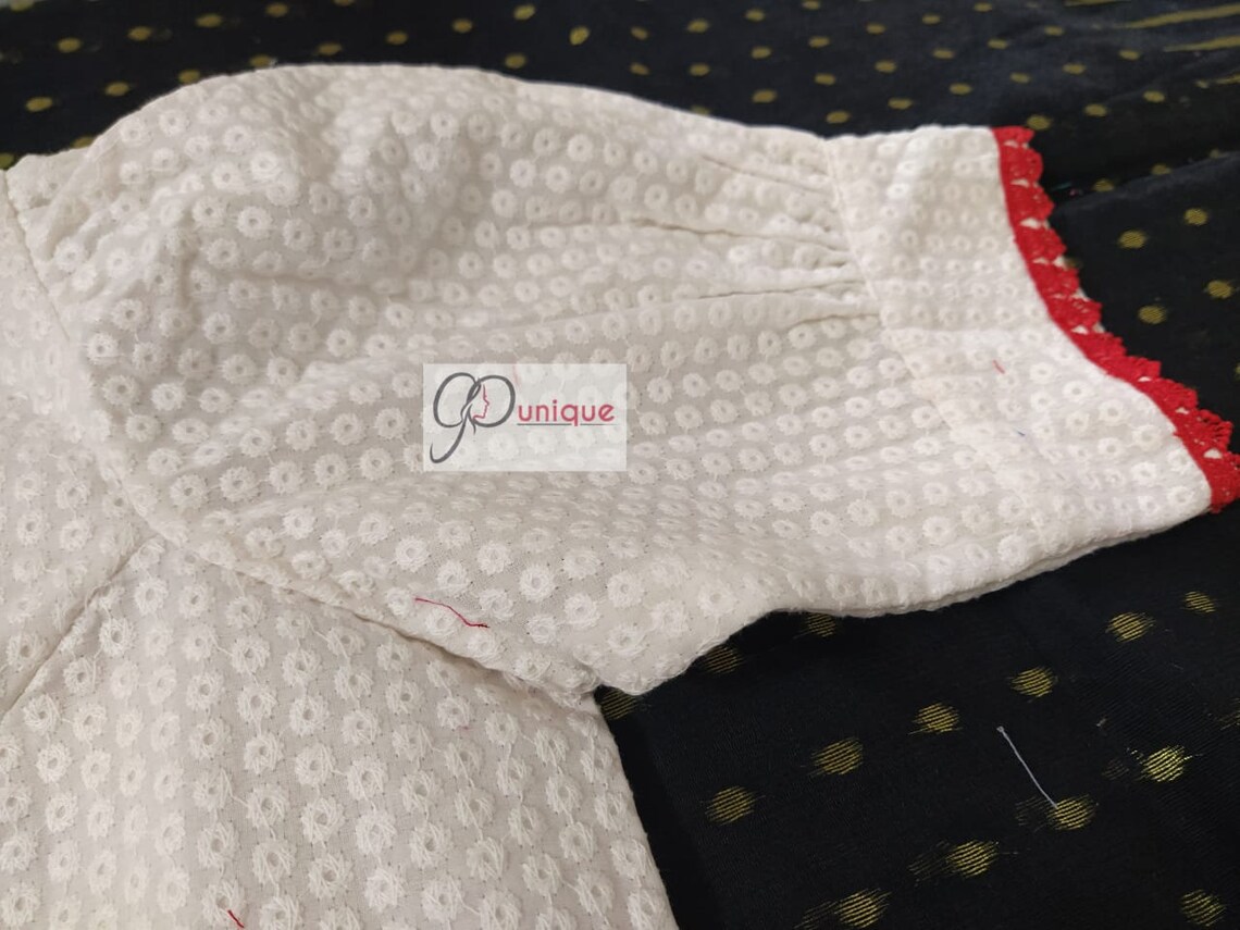 Readymade Designer White Hakoba With Red Frill Cotton Blouse | Etsy