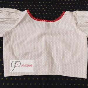Readymade Designer White Hakoba With Red Frill Cotton Blouse | Etsy