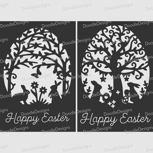 Svg de lapins de Pâques / oeuf de Pâques lapin scène svg / scène lapin svg pour machines de découpe Silhouette. SVG/ Fichiers de découpe/ PNG/ Papier découpé