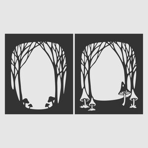 Forêt svg / Toadstool forêt svg / Arbre shadowbox pour machines de découpe Cricut/Silhouette. SVG/ Fichiers de découpe/ PNG/ Papier découpé/ Fabrication de cartes