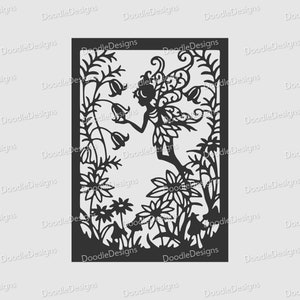 Fairy in the woodland SVG/ intricate forest fairy svg for Cricut/Silhouette cutting machines. SVG/ Cutting files/ PNG/ Paper Cutting