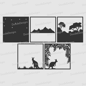 Kangaroo / Australien shadowbox svg für Cricut / Silhouette Schneidemaschinen. SVG/ Plotterdateien/ PNG/ Papierschnitt