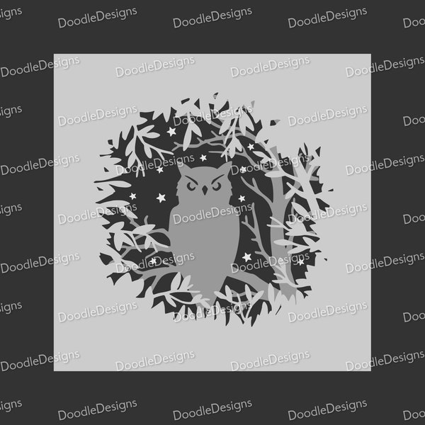 Superposition de hibou dans la forêt svg/hibou svg/fichiers de découpe forêt/fichiers de découpe hibou 3D pour machines de découpe de circuit/silhouette.