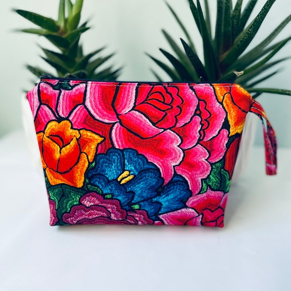 Mexican Makeup Bag, Mexican Cosmetic Bag, Handmade Mexican Makeup Bag.