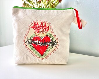 Unique Mexican Patch Prints Handmade Makeup Bag
