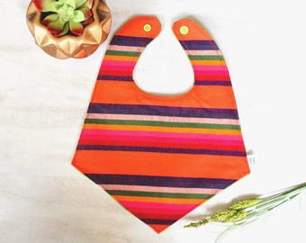 Mexican Serape Baby Bib with a Triangular Shape.