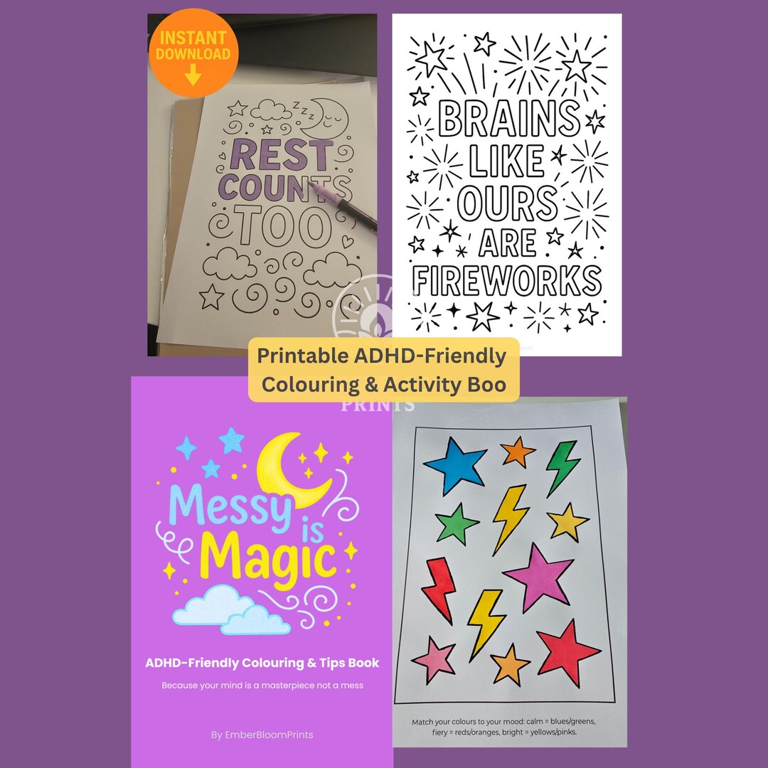 Messy is Magic | ADHD Friendly Colouring Book| Calm, Focus & Self ...
