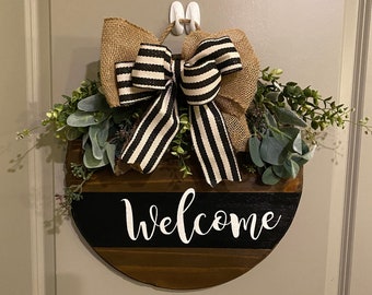 Welcome Friends Wooden Door Tag Hanger Welcome Sign Friends Sign - Etsy