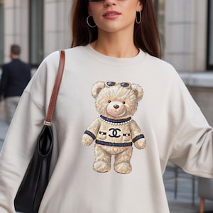 Designer Teddy Bear PNG, Fashion Art (Digital Download)