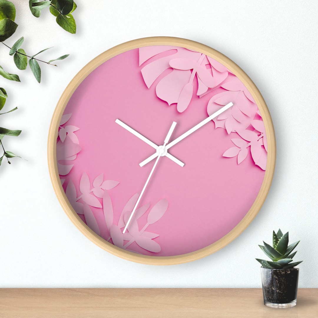 Pink Wall Clock Preppy Clock Girly Clock Etsy