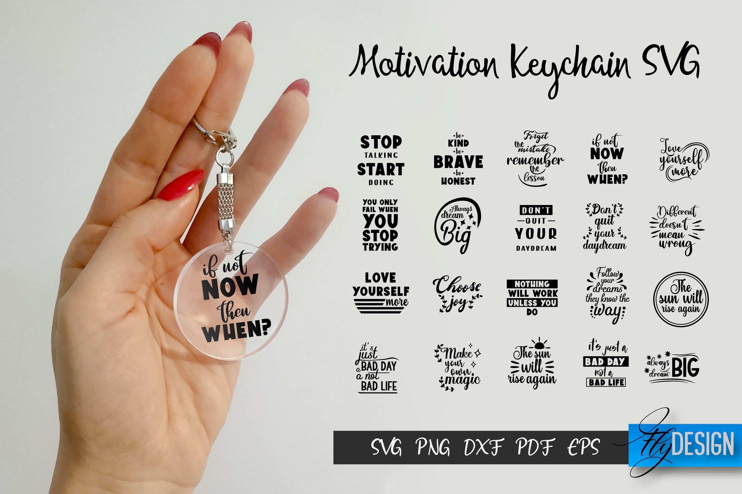 Keychain Motivation SVG. Inspiration Quotes SVG. Keychain for | Etsy