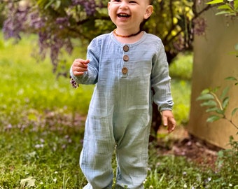 Boho Baby Clothes, Natural Dyeing, Rompers, Organic Cotton, Muslin Clothes, Gots Certificate, Baby Muslin, Overalls, Unisex Kids Cloth,