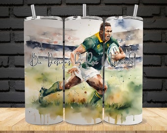 Watercolour Springbok Rugby Player 20oz PNG