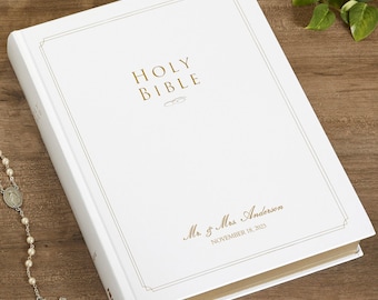 Personalized NIV Holy Bible: Engraved White Leather, Family Keepsake