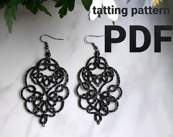 Tatting pattern PDF earring “Magnolia petal” for shuttle