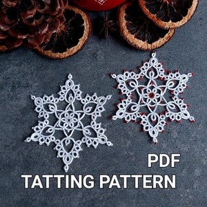 Tatting pattern PDF snowflake "Venice" by Frivolite con sabor for shuttles