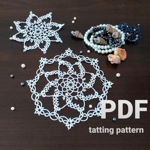 Tatting pattern PDF doily &quot;Water lily&quot; for shuttle