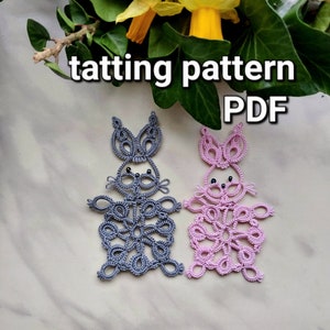 Tatting pattern PDF "Hare" by Frivolite con sabor for shuttles (one round pattern)