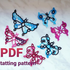 Tatting pattern PDF butterflies "Three Graces" for shuttle