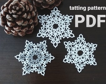 Tatting pattern PDF snowflake "Crystal" for shuttle