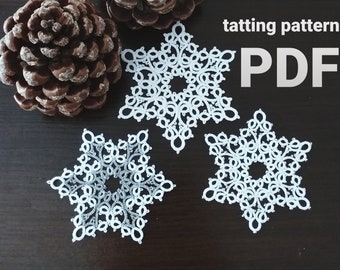 Tatting pattern PDF snowflake &quot;Crystal&quot; for shuttle