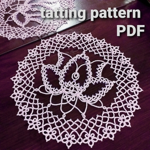 Tatting pattern PDF Doily Lotos for shuttle