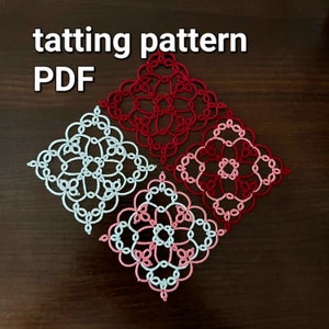 Tatting pattern PDF Little quadrate for shuttles image 1