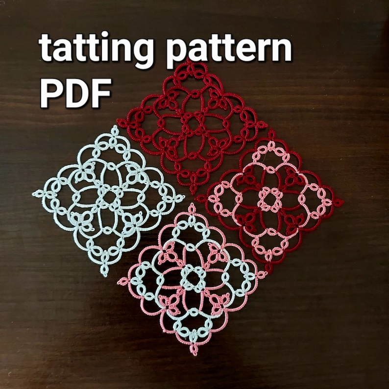 Tatting pattern PDF Little quadrate for shuttles image 1