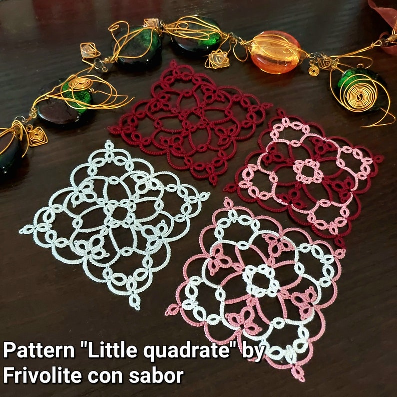 Tatting pattern PDF Little quadrate for shuttles image 3