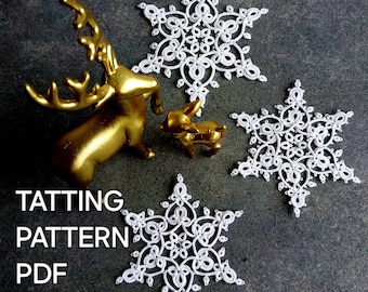 Tatting pattern PDF Royal Snowflake by Frivolite con sabor for shuttle tatting with photo instruction step by step