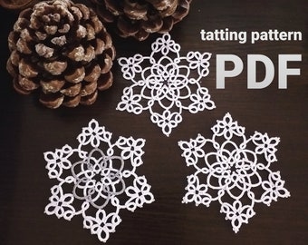 Tatting pattern PDF snowflake "Winter lace" for shuttles