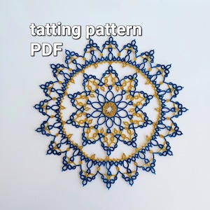 Tatting Anleitung PDF Deckchen &quot;&quot;Sunrise&quot;&quot; von Frivolite con sabor für Schiffchen .&quot;