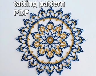 Tatting pattern PDF doily "Sunrise" by Frivolite con sabor for shuttles