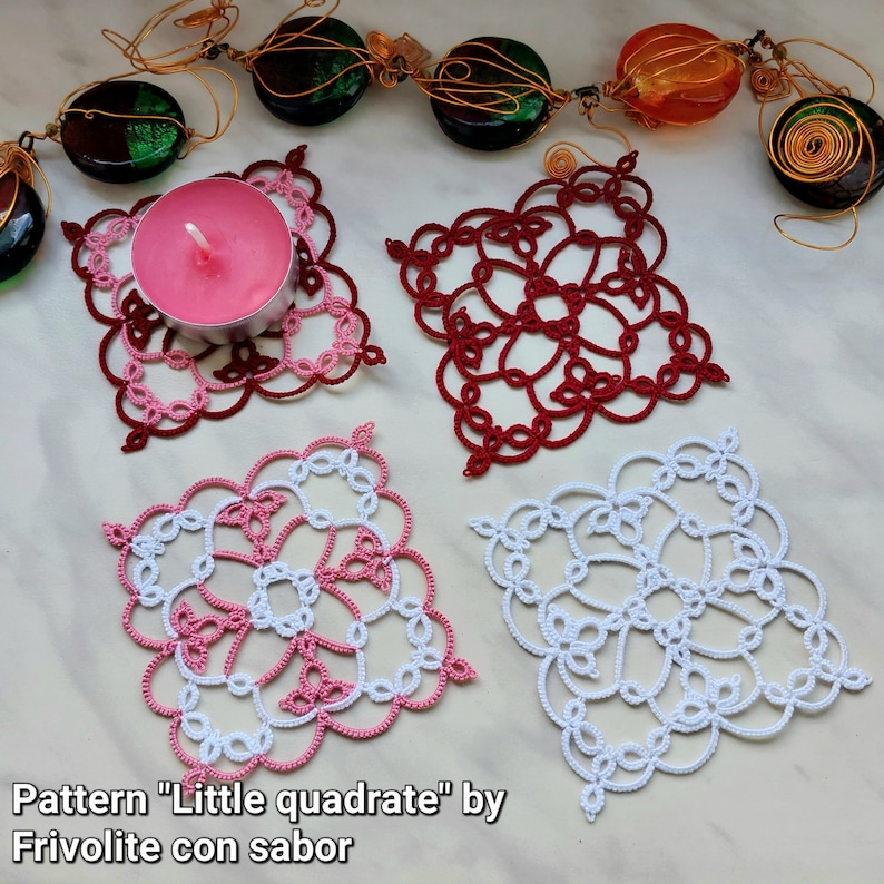 Tatting pattern PDF Little quadrate for shuttles image 2