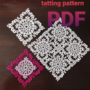 Tatting-Muster PDF &quot;Quadrat&quot; für Schiffchen