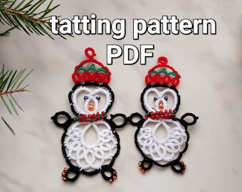 Tatting pattern PDF "Penguin" for shuttles