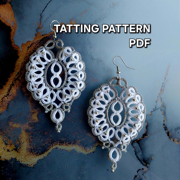 Tatting pattern PDF "Earring drop" by Frivolite con sabor for shuttle tatting