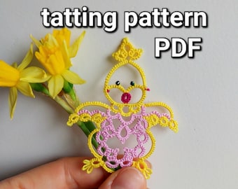 Tatting pattern PDF Chick by Frivolite con sabor for shuttles