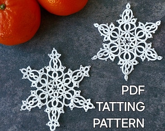 Tatting pattern PDF "Snowflake November" by Frivolite con sabor for shuttle tatting with photo instruction step by step