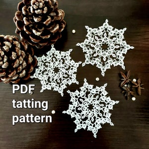 Tatting PDF pattern snowflake "Winter springs" for shuttles