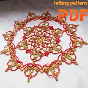 Tatting pattern PDF doily "1000 hearts" for shuttle