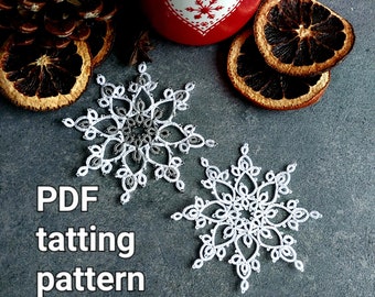 Tatting pattern PDF Snowflake 2023 by Frivolite con sabor for shuttles (with photo-instruction step by step)