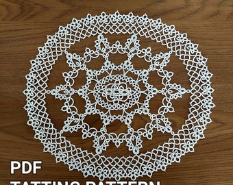 Tatting pattern PDF oval doily "Vintage Elegance" by Frivolite con sabor for shuttle tatting