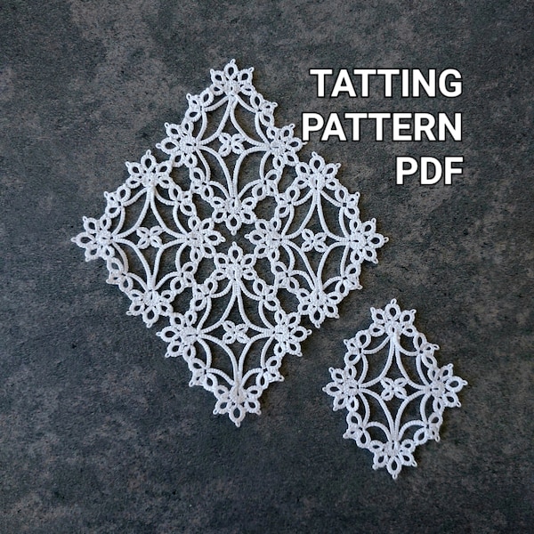 Tatting pattern PDF "Flower rhombus" by Frivolite con sabor for shuttle tatting