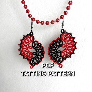 Tatting pattern PDF "Earring Yin Yang" by Frivolite con sabor for shuttle tatting