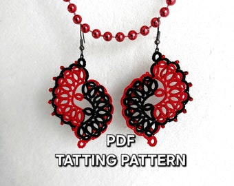 Tatting pattern PDF "Earring Yin Yang" by Frivolite con sabor for shuttle tatting